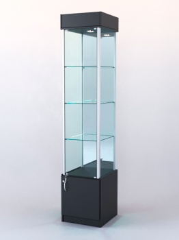 Витрина "ЛЮКС" №12 с подсветкой (задняя стенка - зеркало), Черный