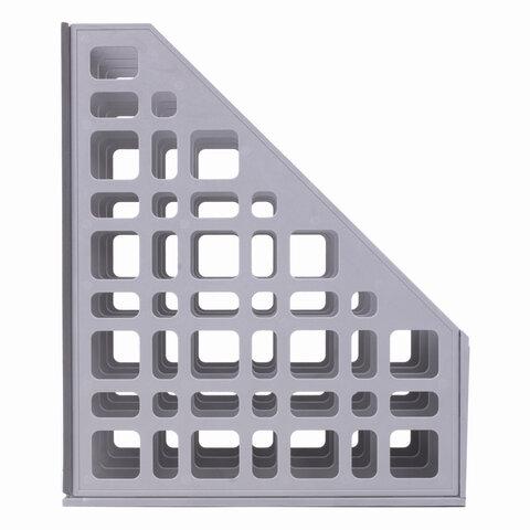 Лоток вертикальный для бумаг BRAUBERG "MAXI Plus", 240 мм, 3 отделения, сетчатый, сборный, серый, 237014