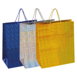 Пакет подарочный 41x19x49 см (XXL), НАБОР 3 шт., 3 дизайна, голография, ЗОЛОТАЯ СКАЗКА, 609738