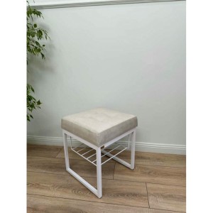 Банкетка Марсей 40-44 с полкой (светло-бежевый/белый)