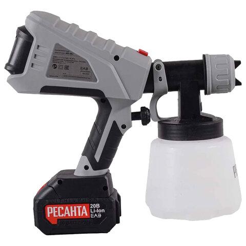 Краскопульт аккумуляторный, 20В, 1.0л, 800 мл/мин, сопло 1-2.5 мм, 1х4А*ч, РЕСАНТА АКП-20Li, 75/17/3