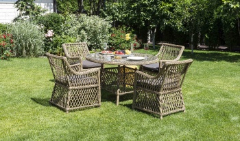 "Доппио" обеденная группа плетеная, цвет соломенныйцвет соломенный