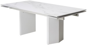 Стол МОЦАРТ 200 Белый мрамор, стекло / Белый