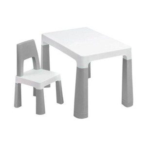 Стол детский + стул BRABIX KIDS CS-003, 2-7 лет, пластик белый + серый, 533292