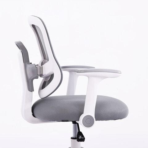 Кресло детское с подставкой для ног BRABIX KIDS "MG-215", сетка/ткань TW, серое, 533313