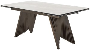 Стол IVAR 180 MARBLES TL-109 Серый мрамор, испанская керамика / Шоколадное золото каркас, ®DISAUR