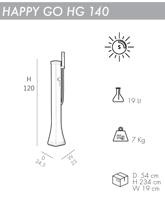 Душ солнечный для ног Happy Go HG 140 антрацит
