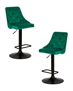Набор 2 шт Стул барный DOBRIN JOSEPH BLACK, зеленый велюр (MJ9-88)