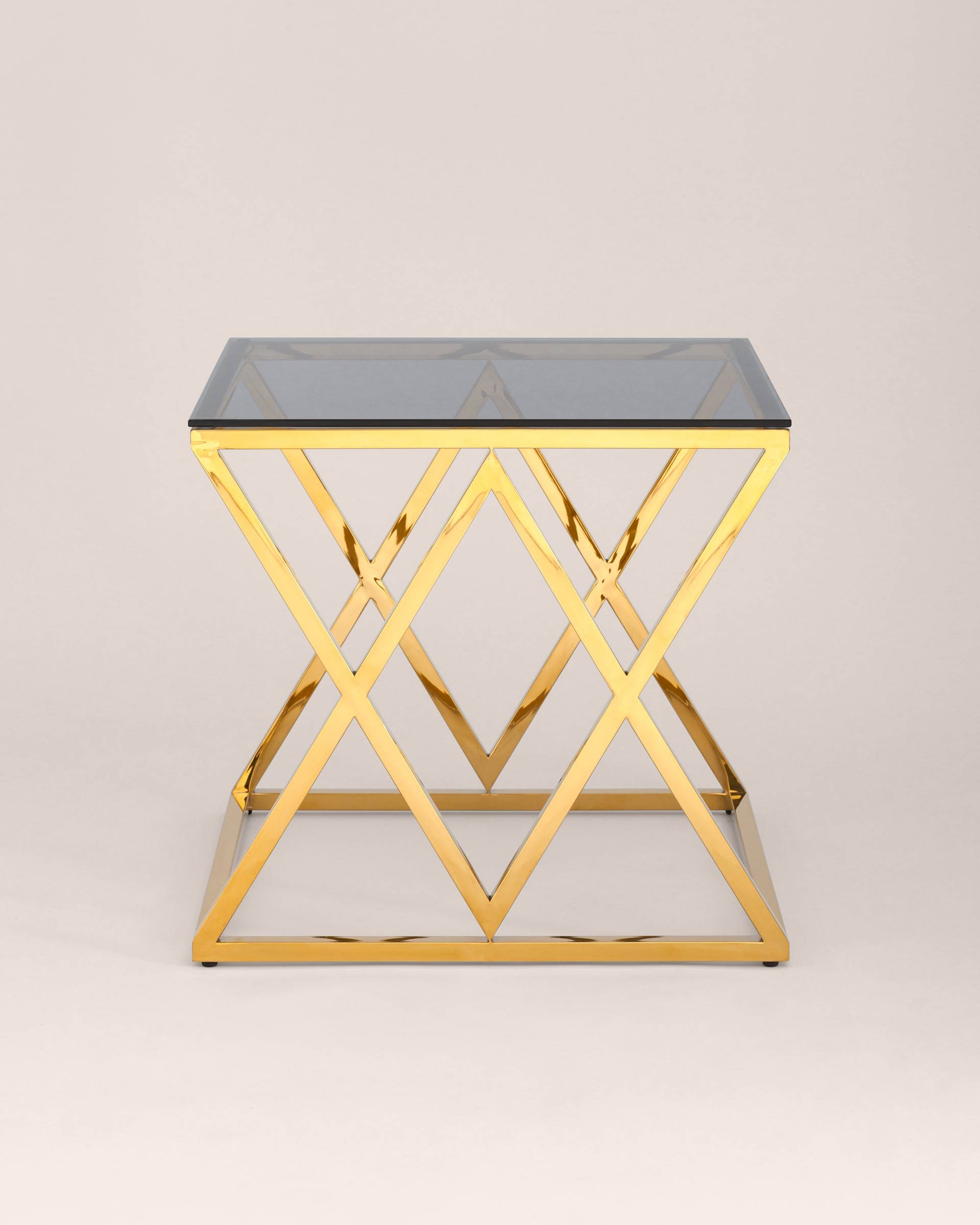 Журнальный стол 55*55 ИНСИГНИЯ золото стекло smoke