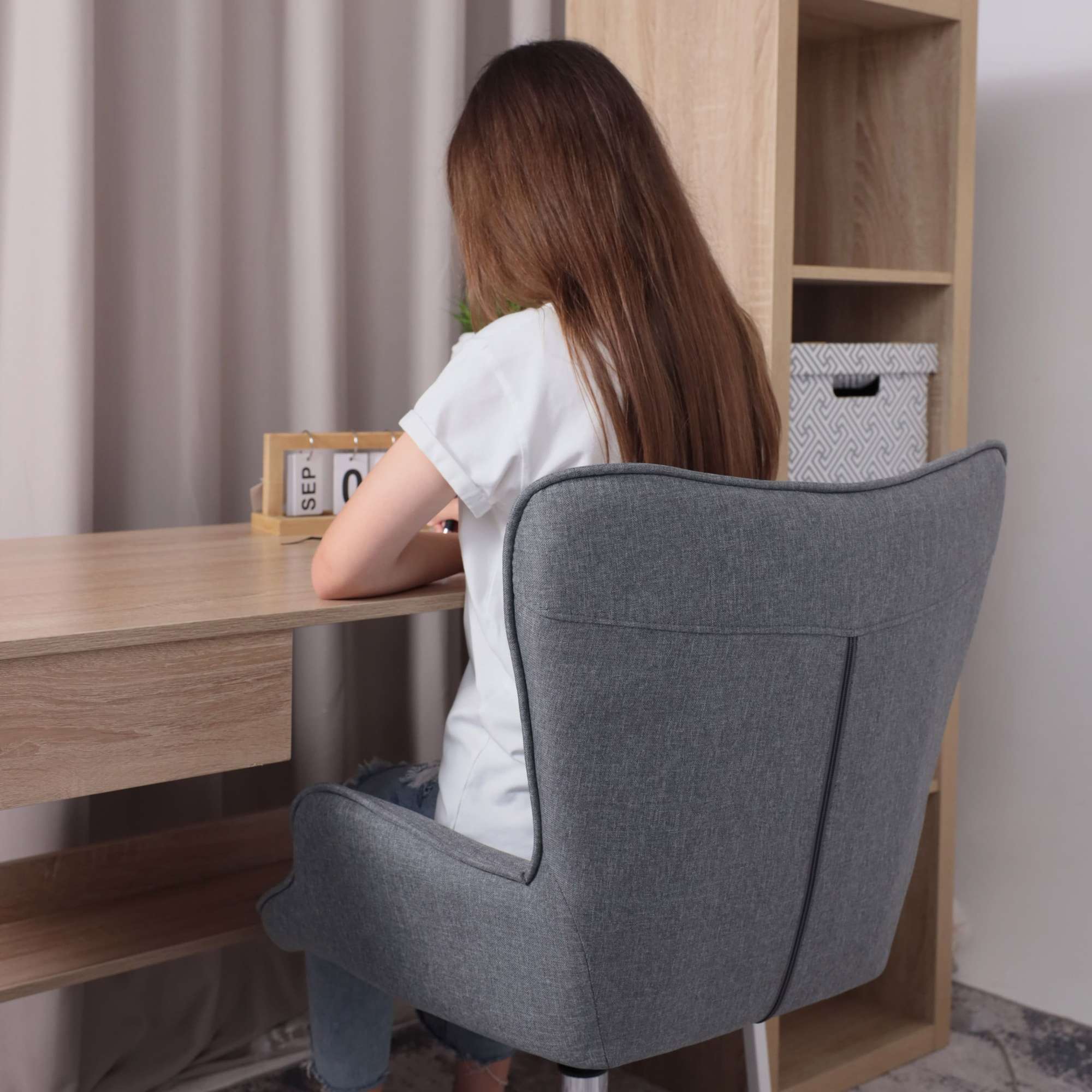 Кресло поворотное Bella, серый, ткань