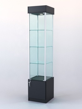 Витрина "ЛЮКС" №11 с подсветкой (задняя стенка - стекло), Черный