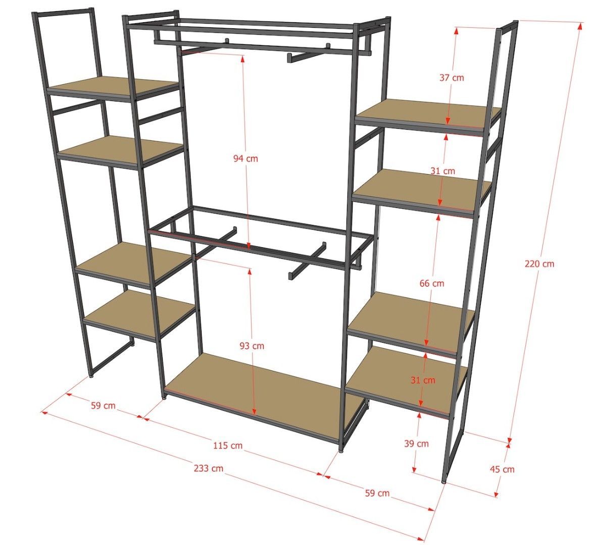 Стеллаж Лофт для одежды КБ-2214