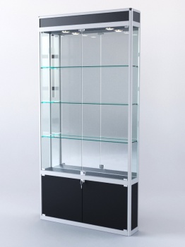 Витрина "ПРЯМОУГОЛЬНАЯ" №1-200-3 (задняя стенка - зеркало), Черный