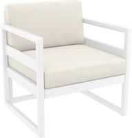 Кресло пластиковое с подушками Mykonos белый, бежевый