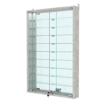 Витрина настенная с регулировочными полками №2-8АУ-РЕГ с зеркалом и с подсветкой, Метрополитан Грей