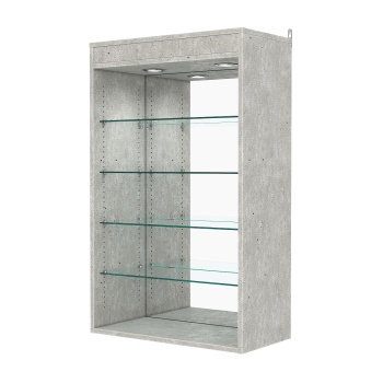 Витрина настенная с регулировочными полками №2-4ГГ-РЕГ с зеркалом и с подсветкой, Метрополитан Грей