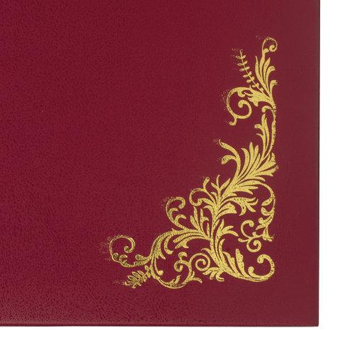 Папка адресная бумвинил "ПОЗДРАВЛЯЕМ!" с виньетками, А4, бордовая, индивидуальная упаковка, STAFF, 129632