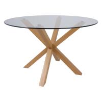 Стол DOLCE NEW, d 120*75, (стекло/дуб натуральный)