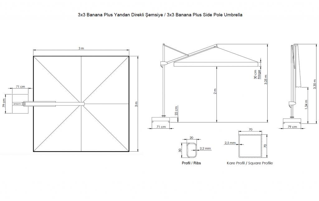 Зонт профессиональный Banana Plus серебристый, синий
