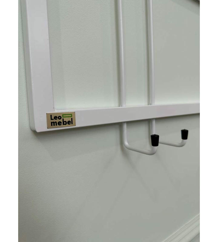 Вешалка настенная металлическая с крючками -60 (белый)