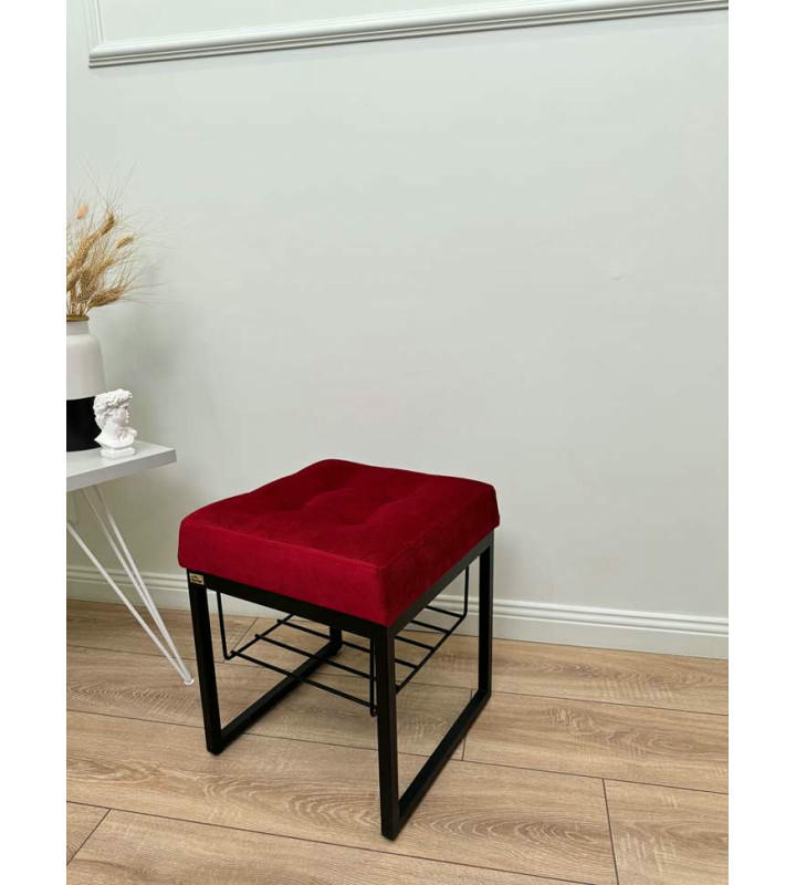 Банкетка Марсей 40-44 с полкой (красный/черный)