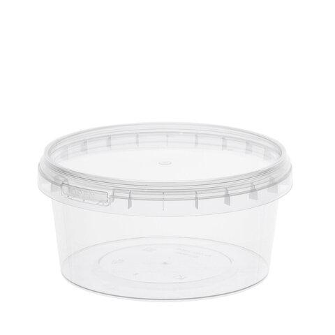 Банка с крышкой 500 мл, пластиковая под пресервы с контрольным замком, диаметр 122 мм, ВЗЛП, 1215КП