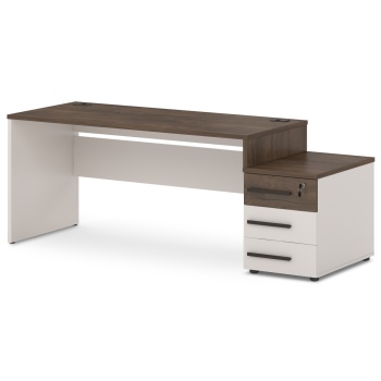 Стол с опорной тумбой T-26л/пр Лавана - Lavana цвет Таксония медовая и Бежевый песок