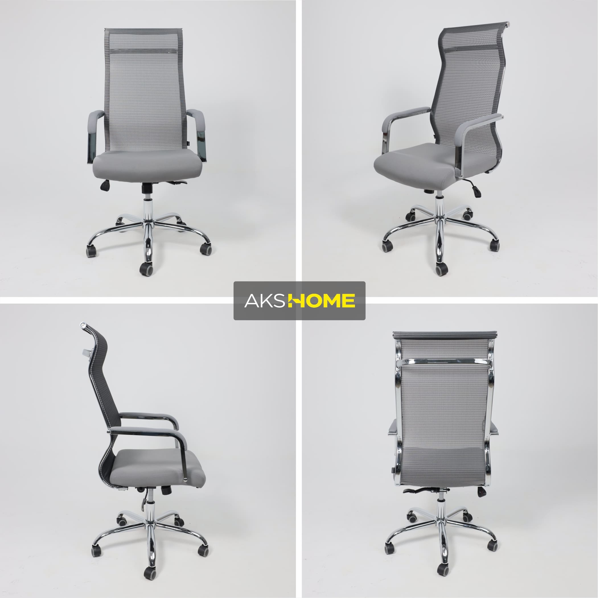 Кресло поворотное Grid, серый, армированная сетка