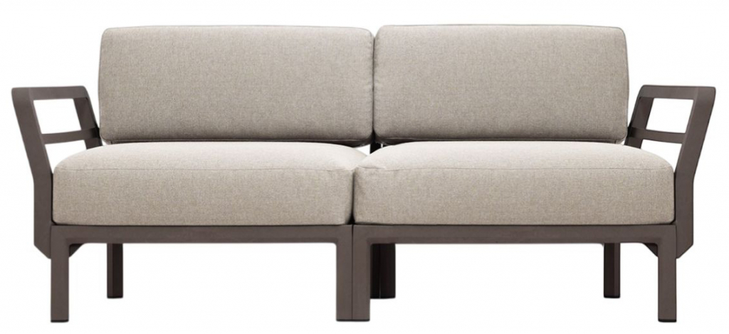 Диван пластиковый с подушками Maximo 2 терра, жемчуг