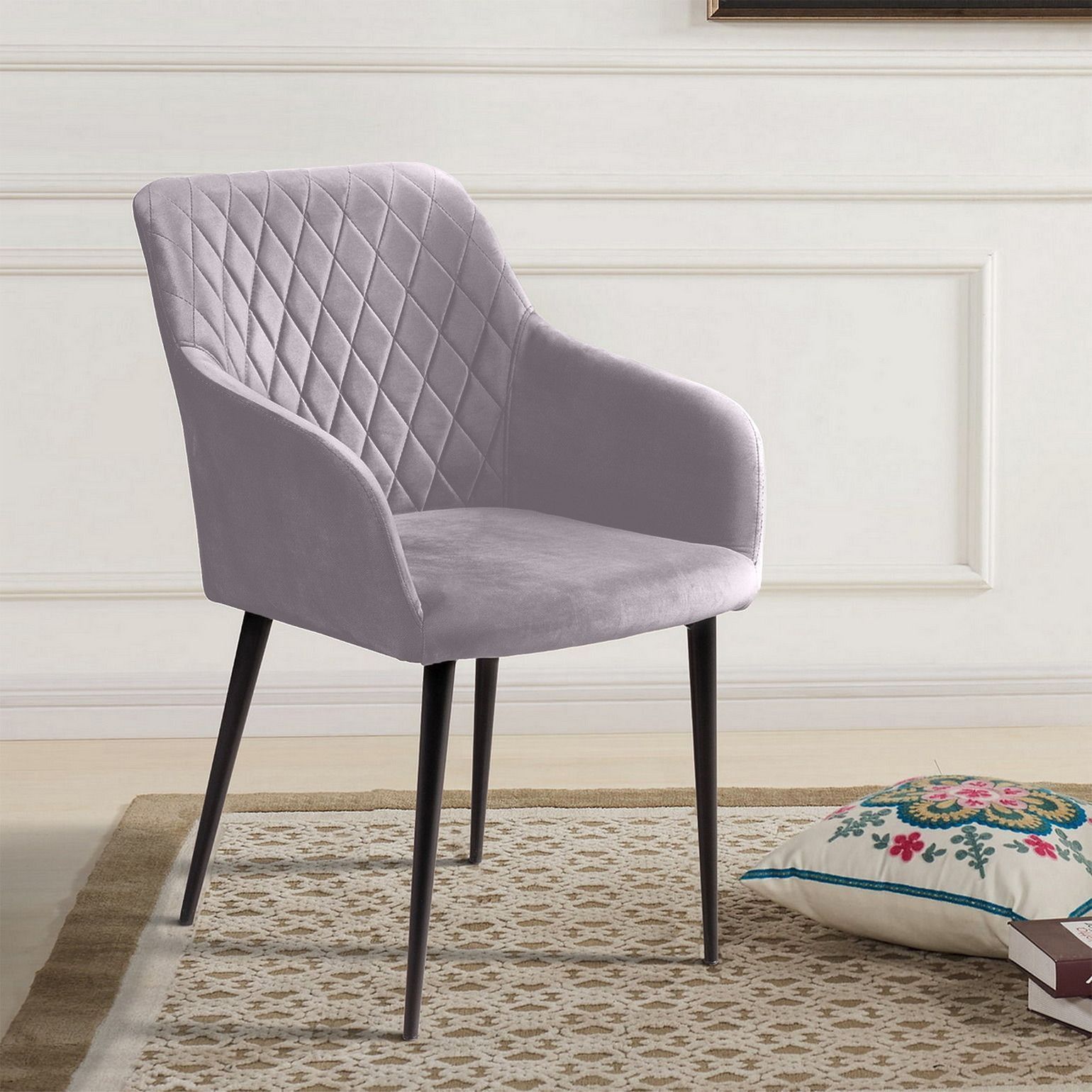 Стул с подлокотниками Роберт, бархат светло-серый 26