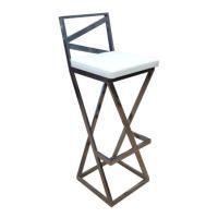 Стул барный Лофт, каркас хром, белая экокожа