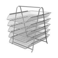 Лоток горизонтальный для бумаг BRAUBERG "Germainum", 5 секций, 370х355х295 мм, металл, серебро, 237972