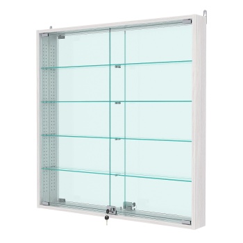 Витрина настенная с регулировочными полками №4-2АУ-РЕГ с зеркалом, Метрополитан Грей