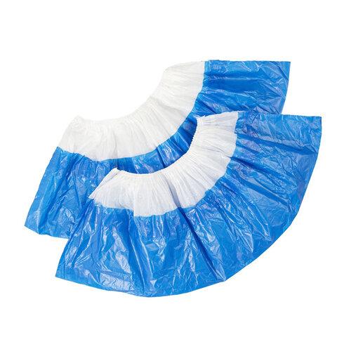 Бахилы двойные, КОМПЛЕКТ 900 шт. (450 пар), SUPER 65, 39х14 см, двойная резинка, 54 мкм, 5,4 г, ELEGREEN, ПНД-8/19/2р-Б-С