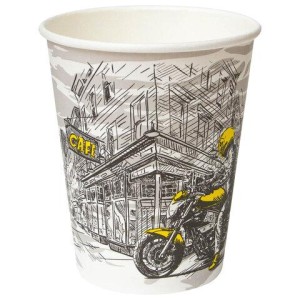 Стакан одноразовый бумажный 250/273 мл, D 80 мм, с печатью "ГОРОД", КОМПЛЕКТ 50 шт., холодное/горячее, WELDAY (ВЭЛДЭЙ), 702695