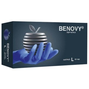 Перчатки нитриловые смотровые 50 пар (100шт) р-р L (большой) сиреневые BENOVY MultiColor, ЧЗ, шк2667