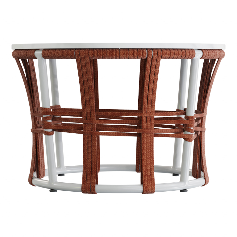 Столик кофейный плетеный Nido белый, 14, белый мрамор Каррара