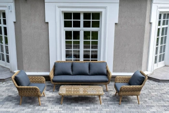 "Прованс" лаунж-зона плетеная из искусственного ротанга, цвет соломенныйцвет соломенный