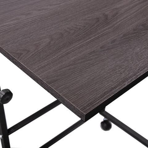 Стол BRABIX "Smart CD-013", 600х420х745-860 мм, ЛОФТ, регулируемый, колеса, металл/ЛДСП ясень, каркас черный, 641883