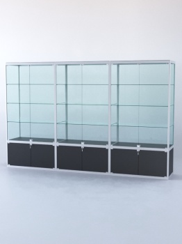 Витрина "ПРЯМОУГОЛЬНАЯ" №2-3м-500-2 (задняя стенка - стекло), Черный