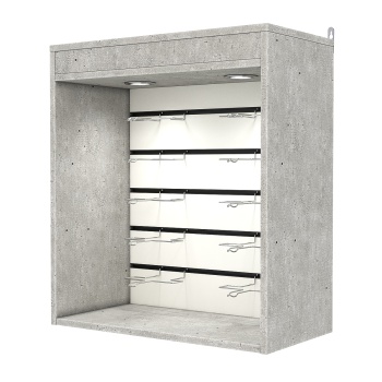 Витрина настенная №1-2ВГ с экономпанелью, без полок, с подсветкой, Метрополитан Грей