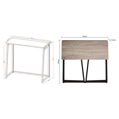 Стол на металлокаркасе BRABIX "LOFT CD-001", 800х440х740 мм, складной, цвет дуб натуральный, 641211