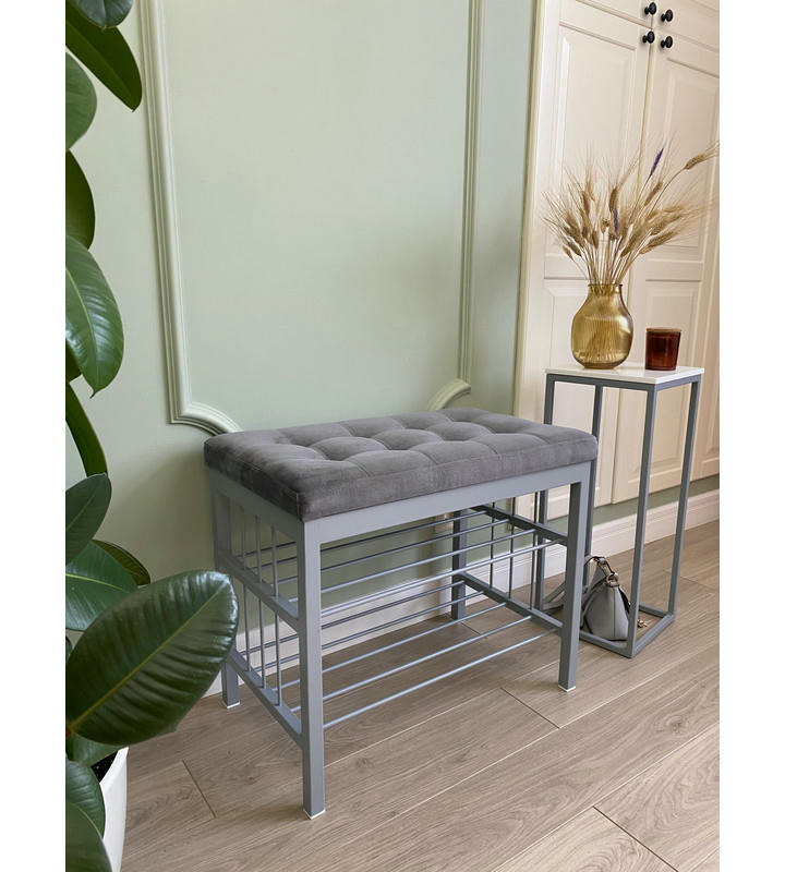 Банкетка Сканди-60-2-х полочная (серый/серый)