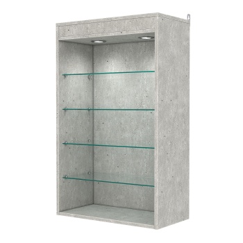 Витрина настенная №2-3ГГ с подсветкой, Метрополитан Грей