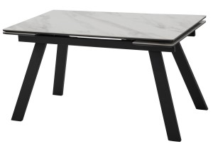 Стол МОРИС-2 140 БЕЛЫЙ МРАМОР активный , керамика / Черный каркас,