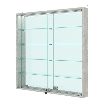 Витрина настенная №4-4АУ с зеркалом и с подсветкой, Метрополитан Грей