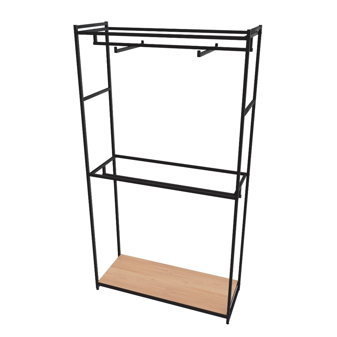 Стеллаж для одежды в стиле Лофт A22120-05-ЧДС (220х120х45)
