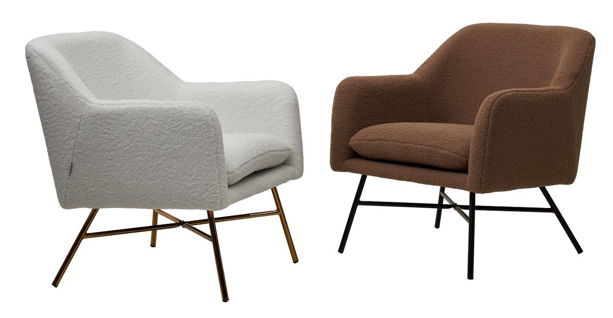 Кресло SHEEP NINI-01 Белый, teddy / золотой каркас