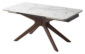 Стол EDER 160 GLOSS COLD JADE SOLID CERAMIC / Орех, ®DISAUR