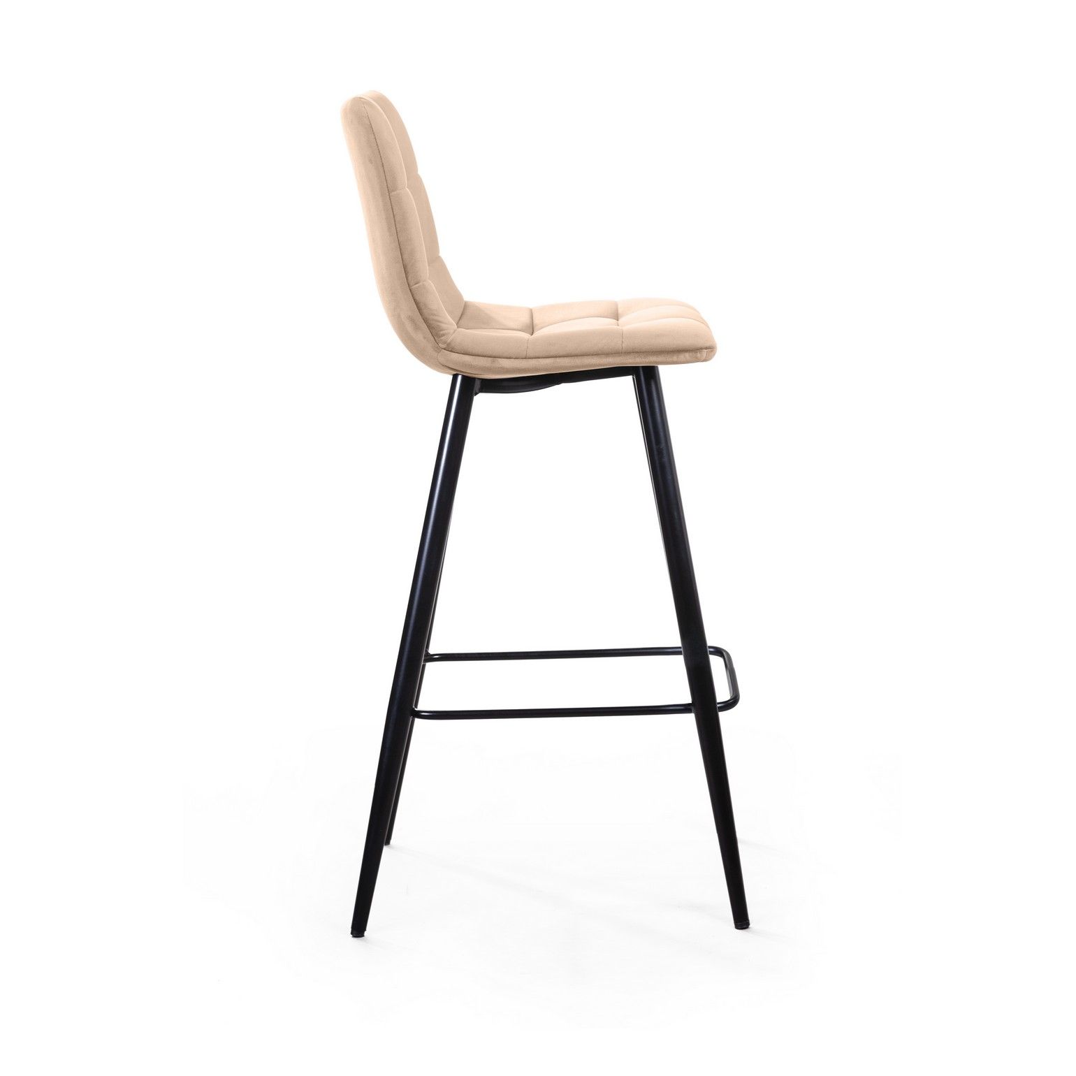 Стул барный Уно, бархат бежевый 5/ чёрный конус